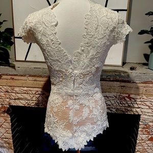 Thick Lace High Neck Low Back Top - Handmade For Black Tie Event - Original